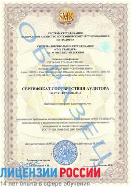 Образец сертификата соответствия аудитора №ST.RU.EXP.00006191-3 Тольятти Сертификат ISO 50001
